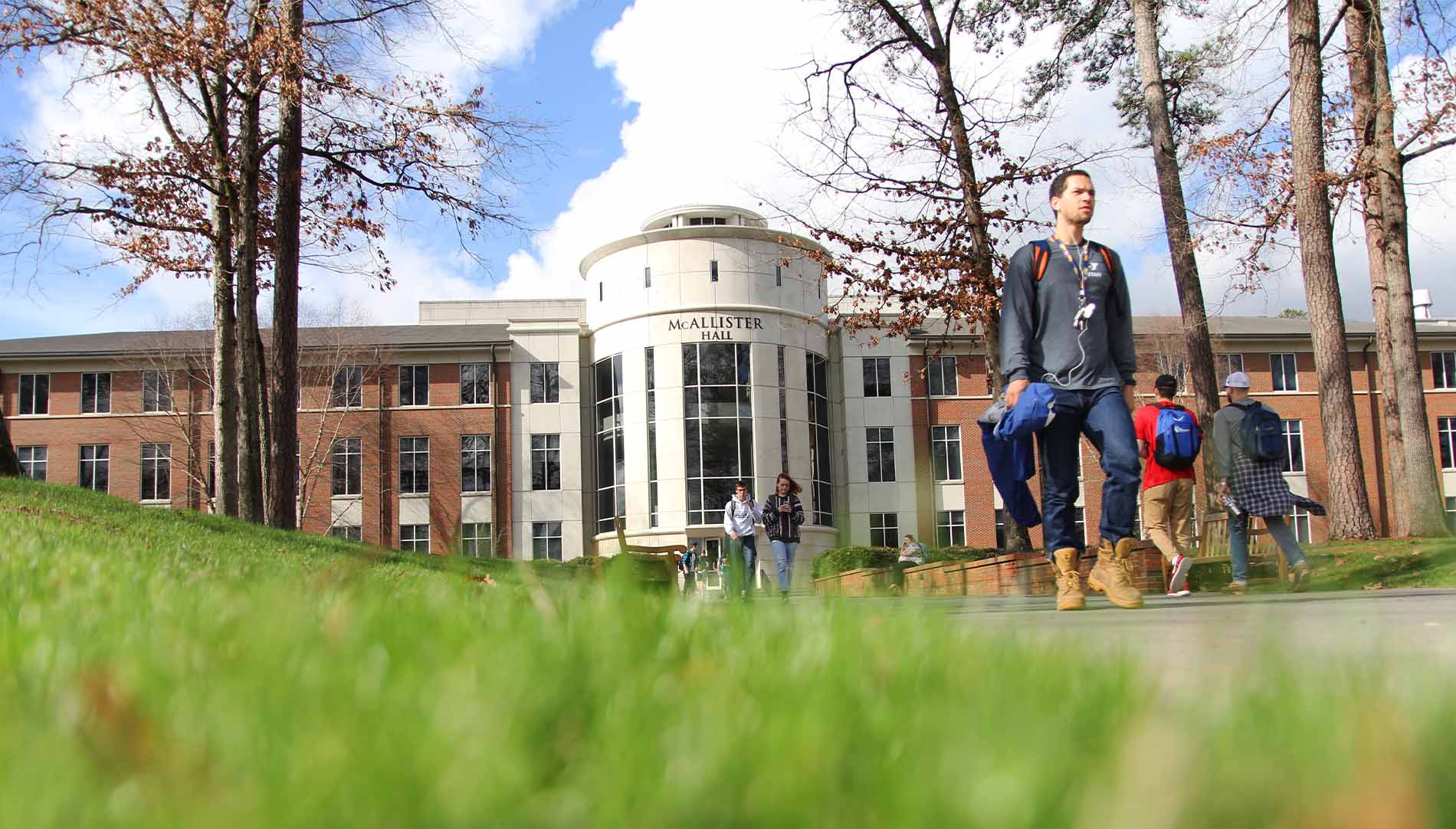 students walking on campus